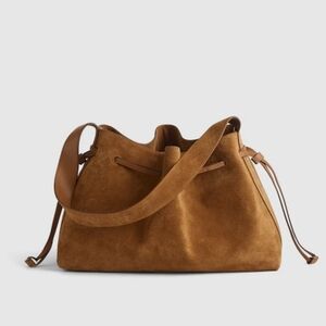 NWOT Madewell Women's The Drawstring Shoulder Bag Suede $198 Flawed